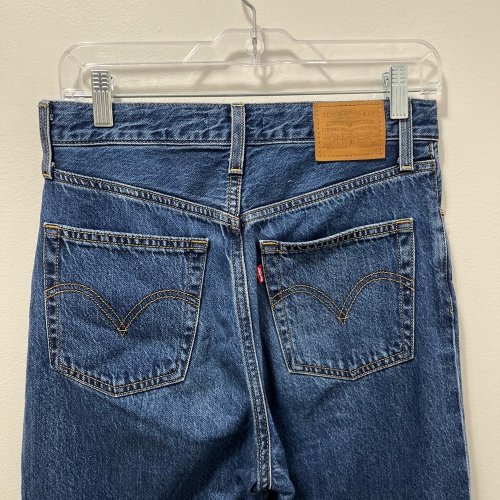 Levi's High Rise Straight Leg Jeans - Dark Blue Wash - Picture 8 of 16